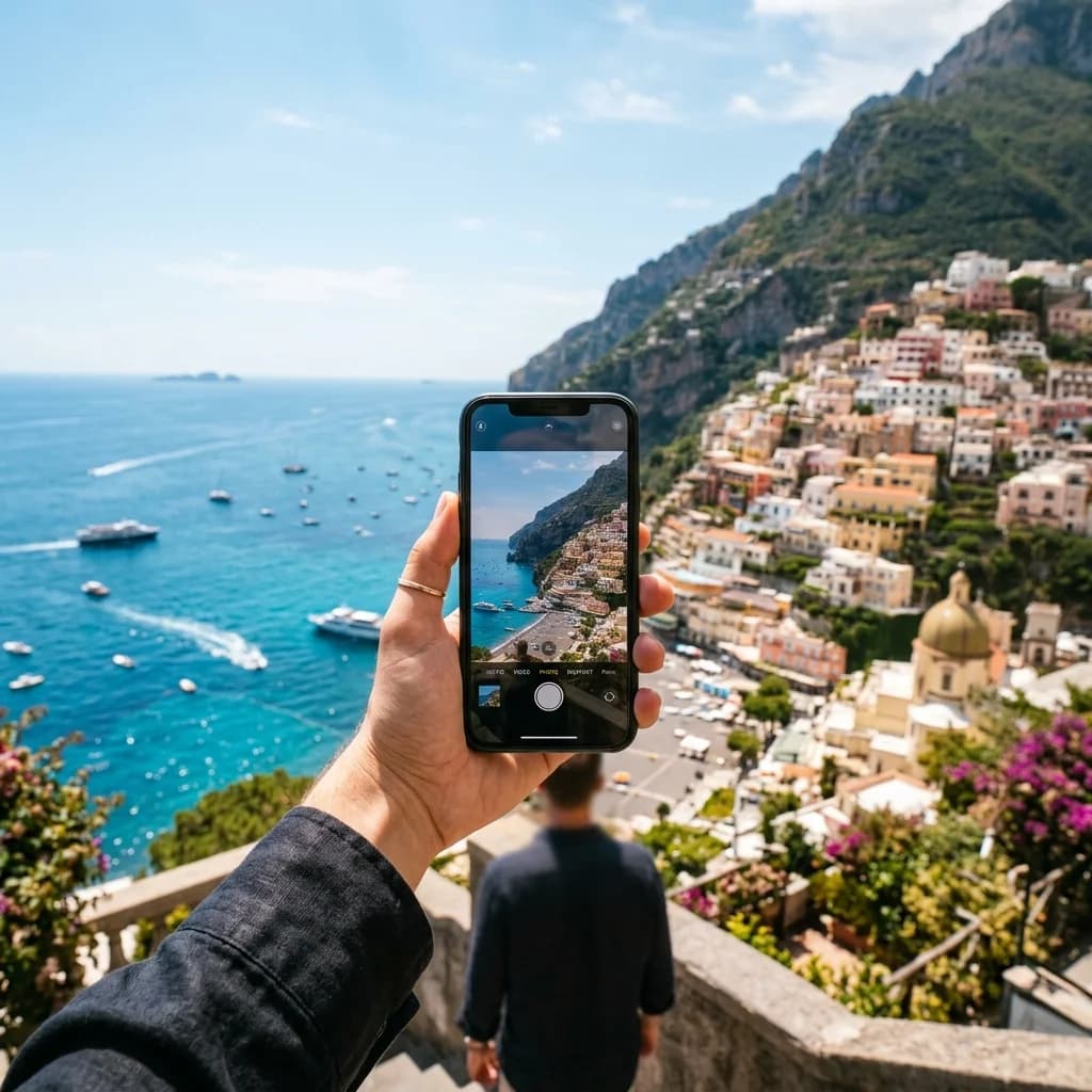 A photo of the Italian coast taken with a phone